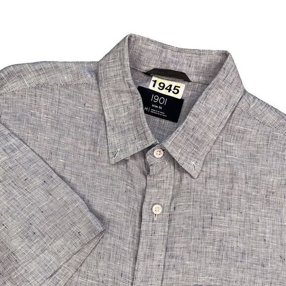 1901 Men's Medium164722‎ Button Down Trim Fit Grey Workwear Chambray Sport Shirt - Picture 1 of 10